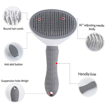 Dog Hair Removal Comb Grooming Brush Stainless Steel Cats Combs Automatic Non-Slip Brushs for Dogs Cats Dog Brush